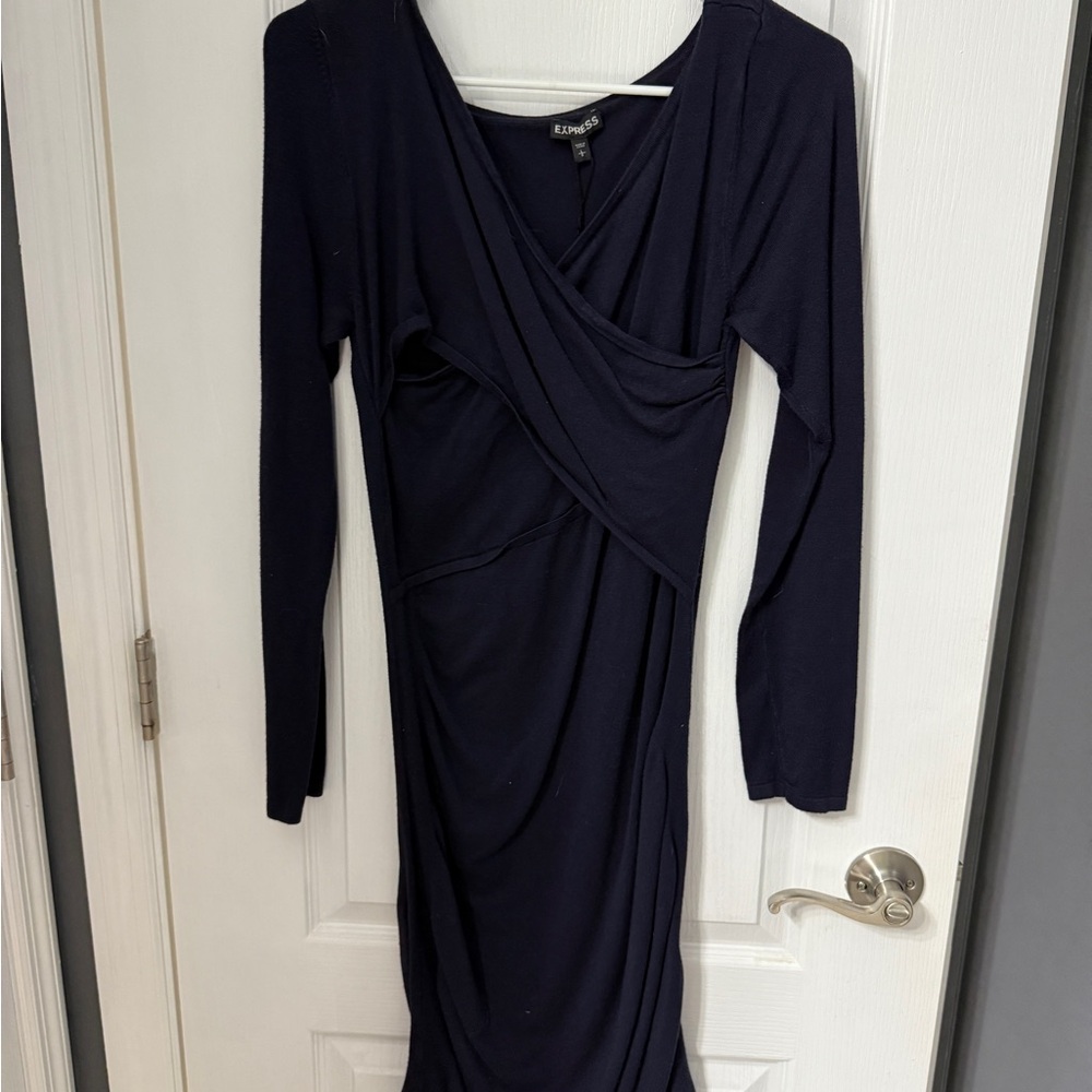 Express Navy Long Sleeve Dress